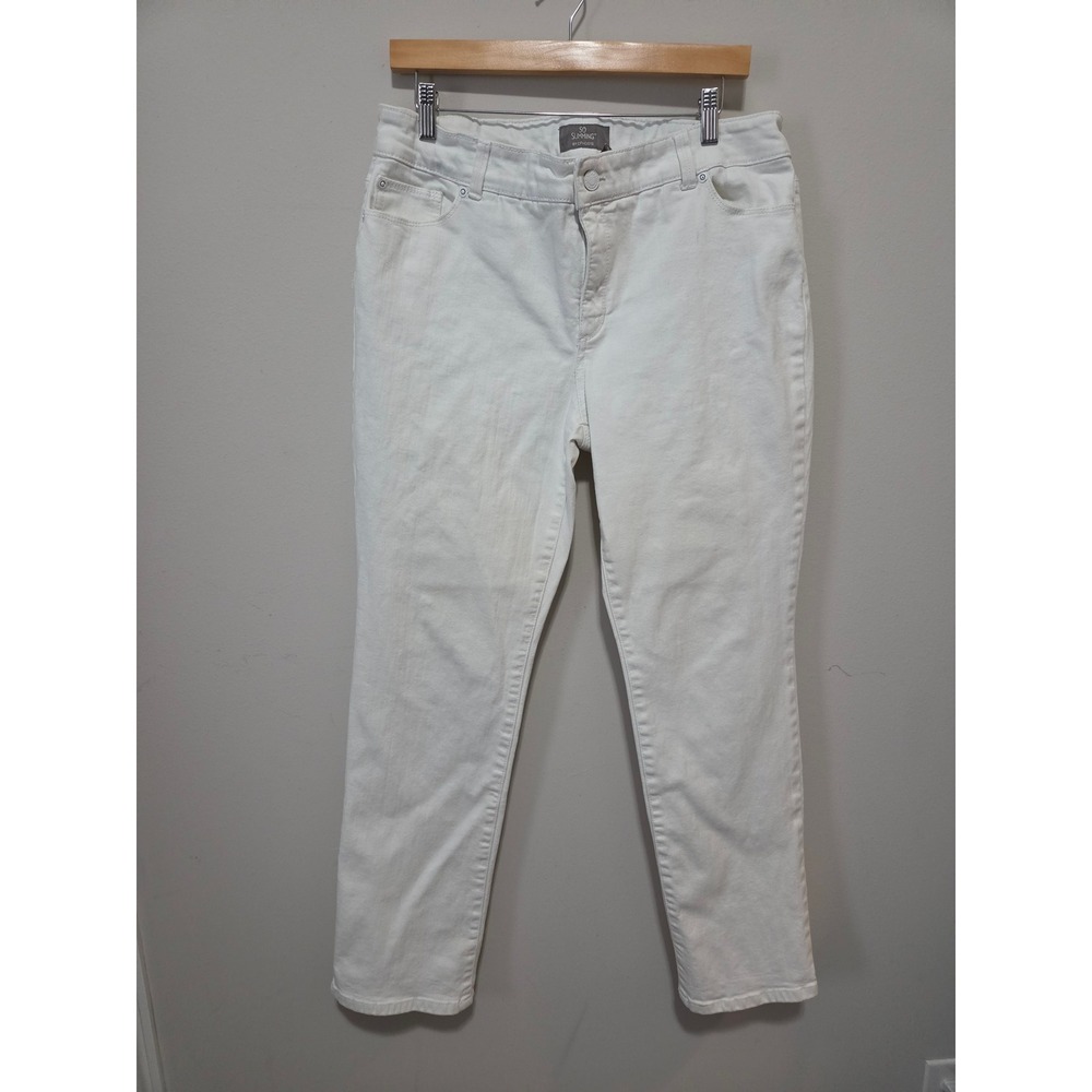 Chicos So Slimming Girlfriend Jeans White Straight Leg Mid Rise Denim Size 1